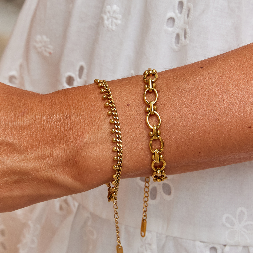 Cuban Link Armband mit Goldtropfen „Brie“