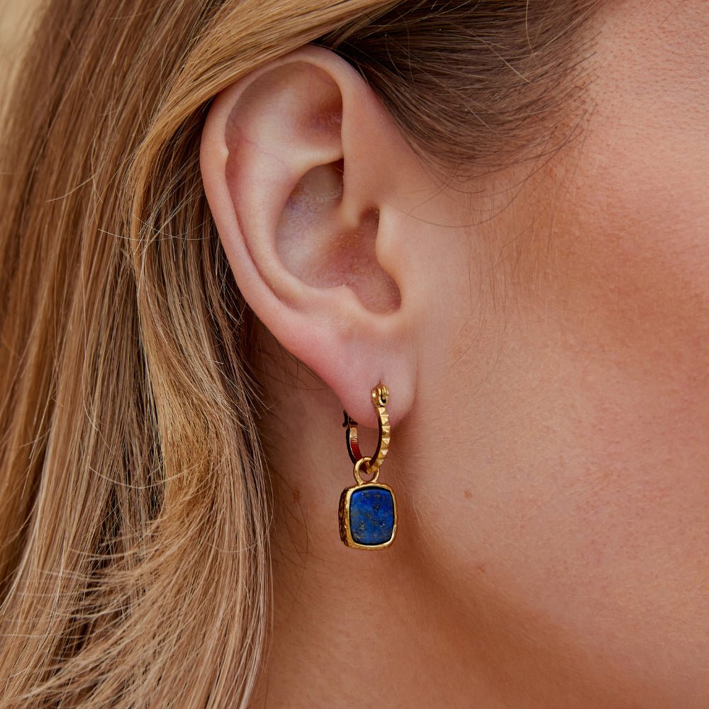 Astoria Blue Stone Hoop Earrings - Beautiful Earth Boutique