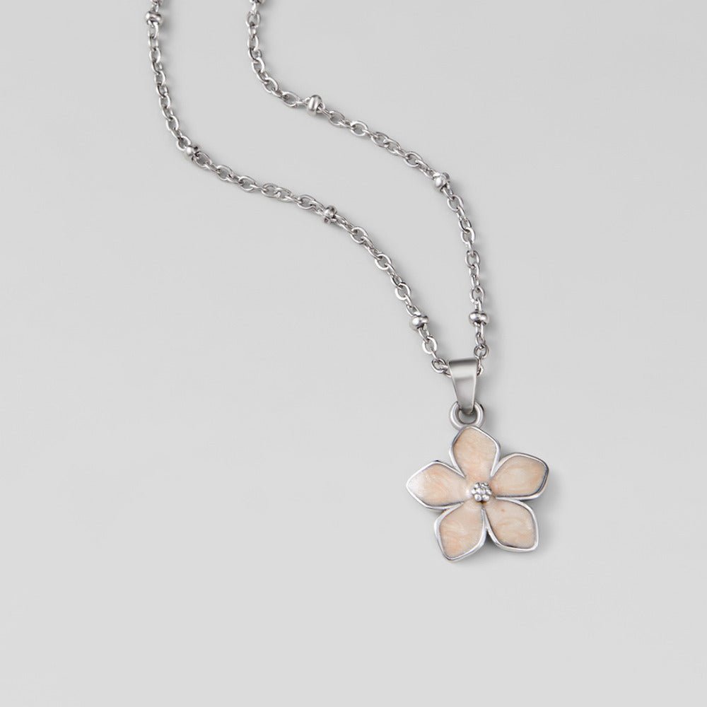 Blush Pink Sakura Bloom Silver Necklace - Beautiful Earth Boutique