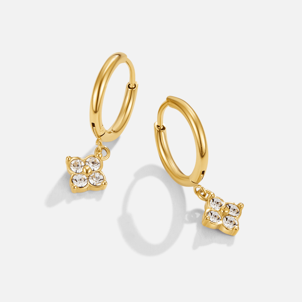 Crystal Four Leaf Clover Drop Earrings - Beautiful Earth Boutique