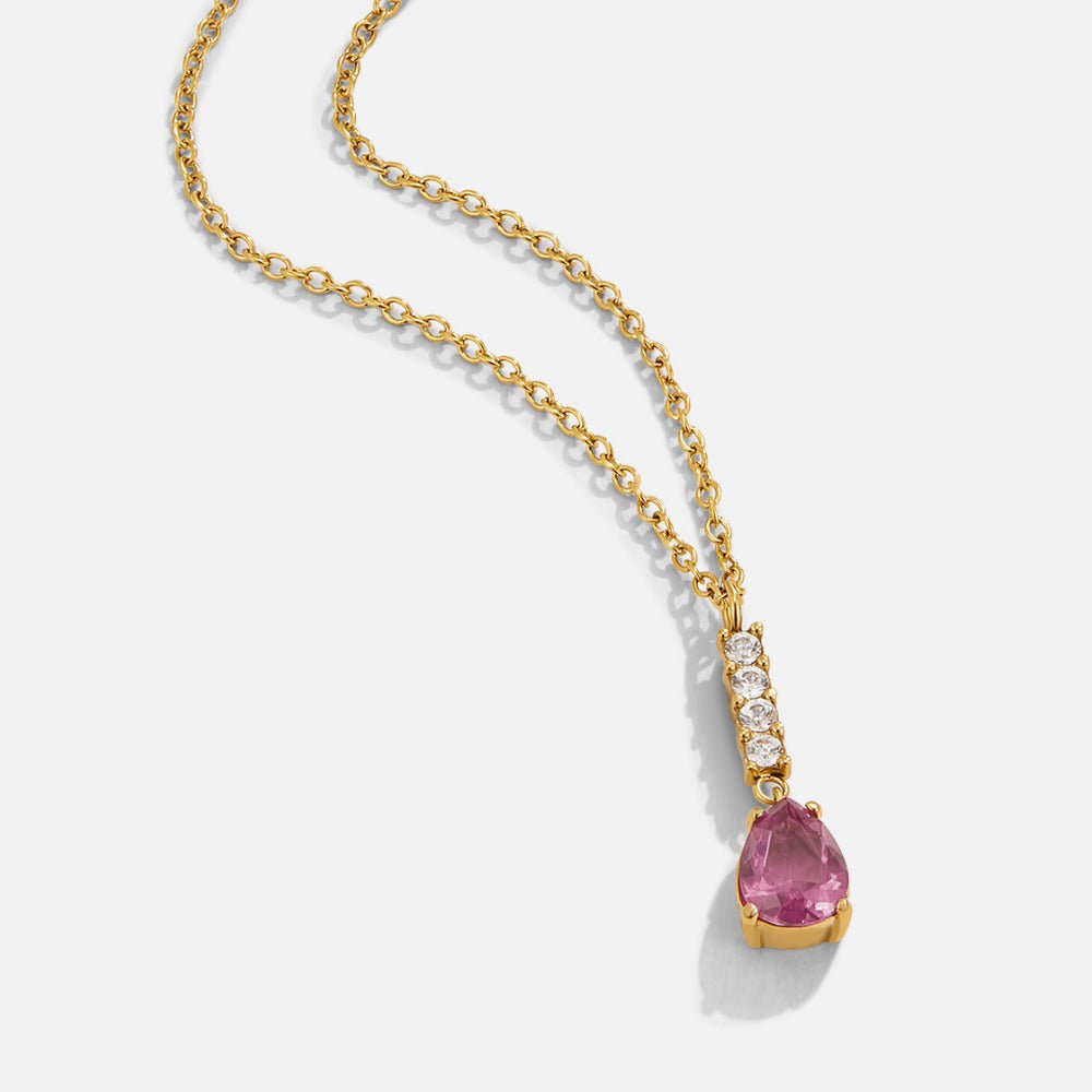 Crystal Pink Teardrop Necklace - Beautiful Earth Boutique