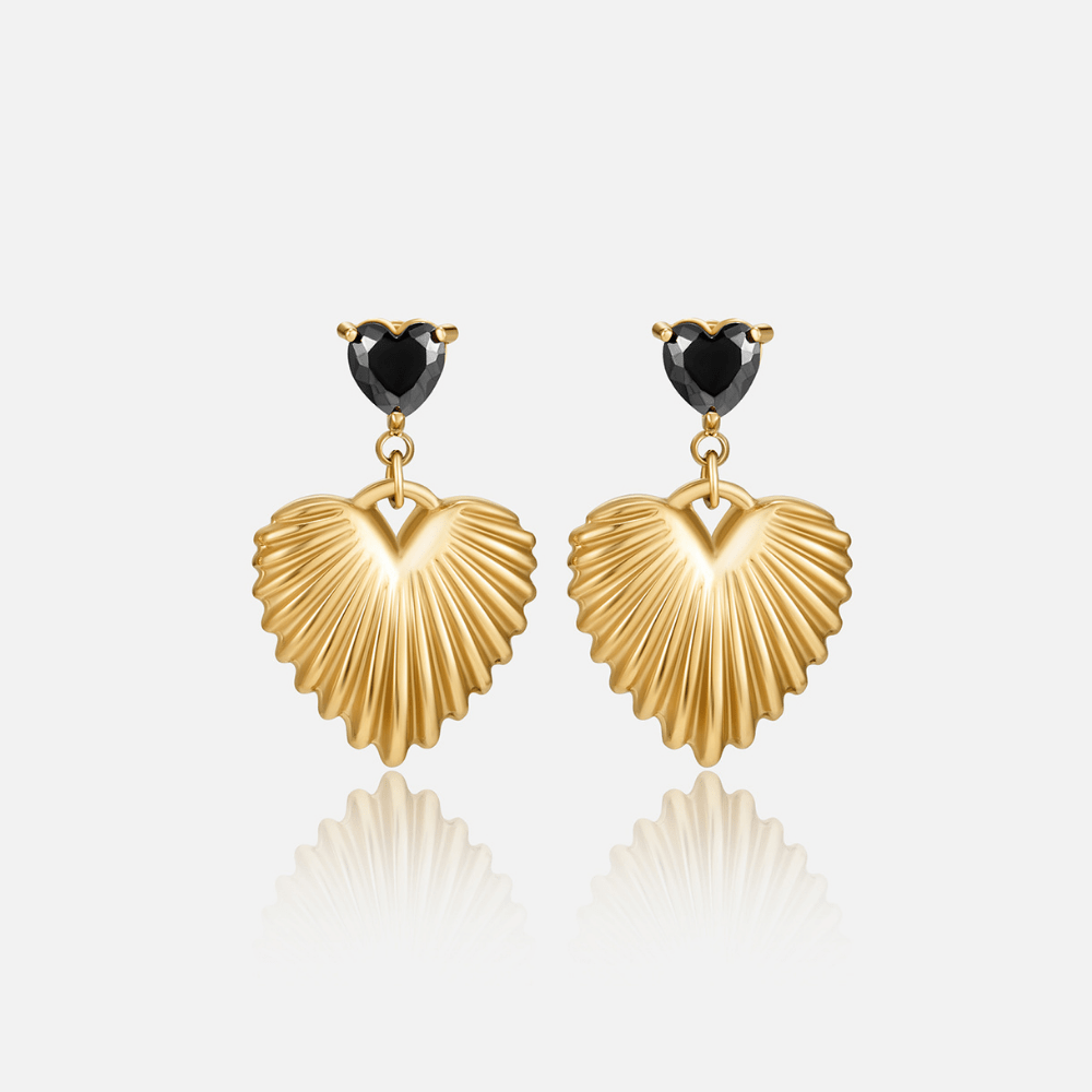 Hera Gold Heart Drop Earrings - Beautiful Earth Boutique