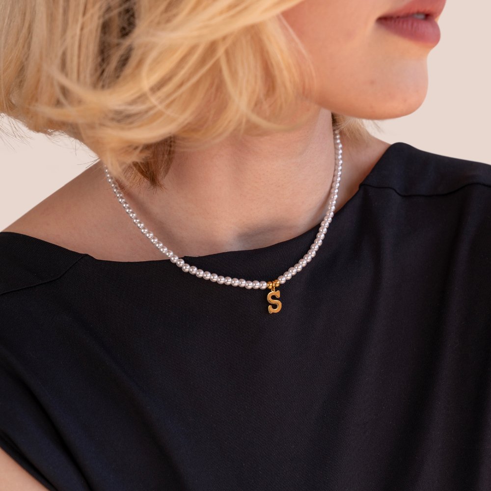 Letter Pearl Necklace - Beautiful Earth Boutique