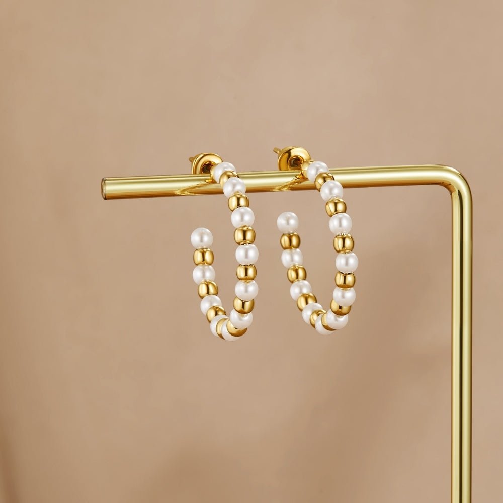 Maia Pearl & Gold Bead Earrings - Beautiful Earth Boutique