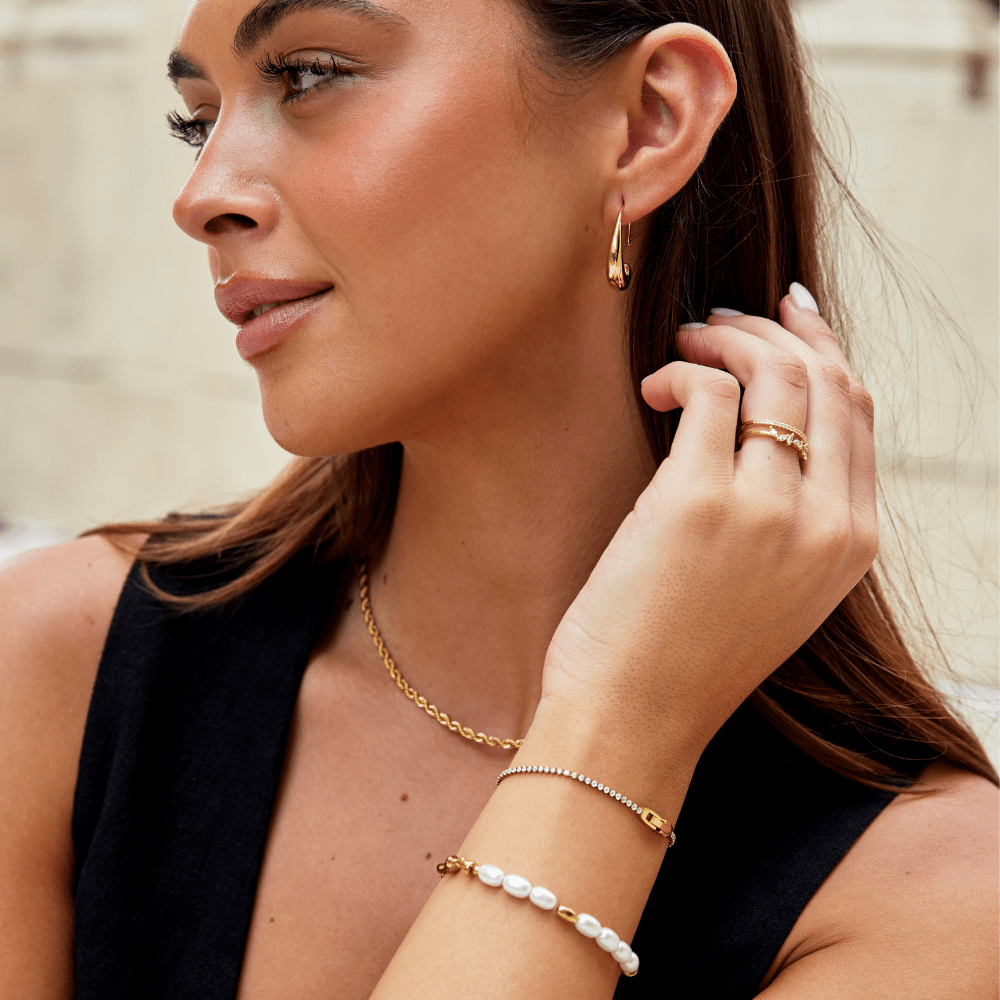 Niyah White Crystal Gold Bracelet - Beautiful Earth Boutique