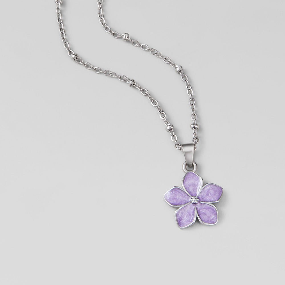 Purple Sakura Bloom Silver Necklace - Beautiful Earth Boutique