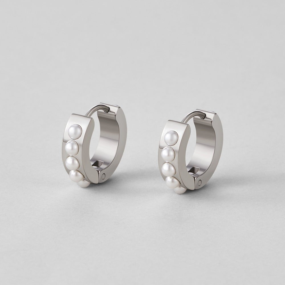 Silver Eula Pearl Hoop Earrings - Beautiful Earth Boutique