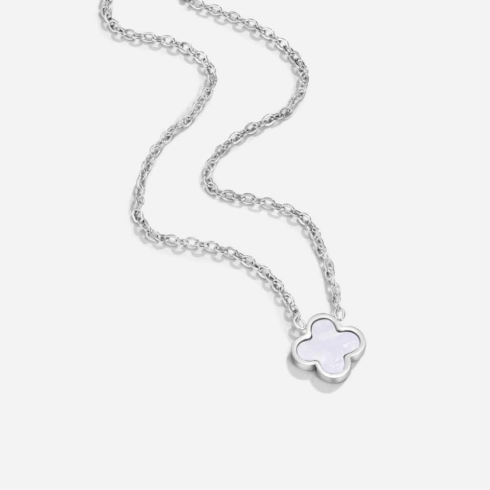 Silver White Clover Necklace - Beautiful Earth Boutique