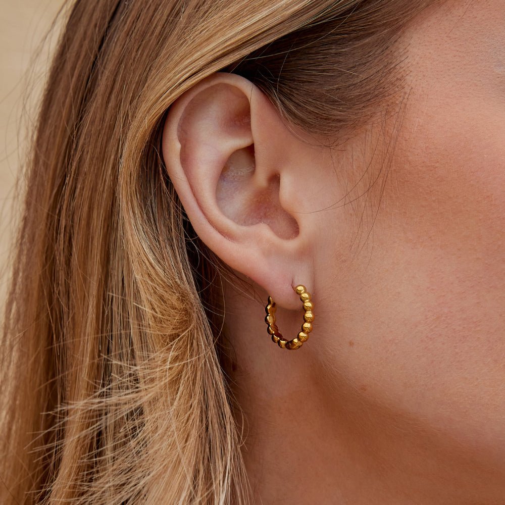 Soraya Gold Bead Hoop Earrings - Beautiful Earth Boutique