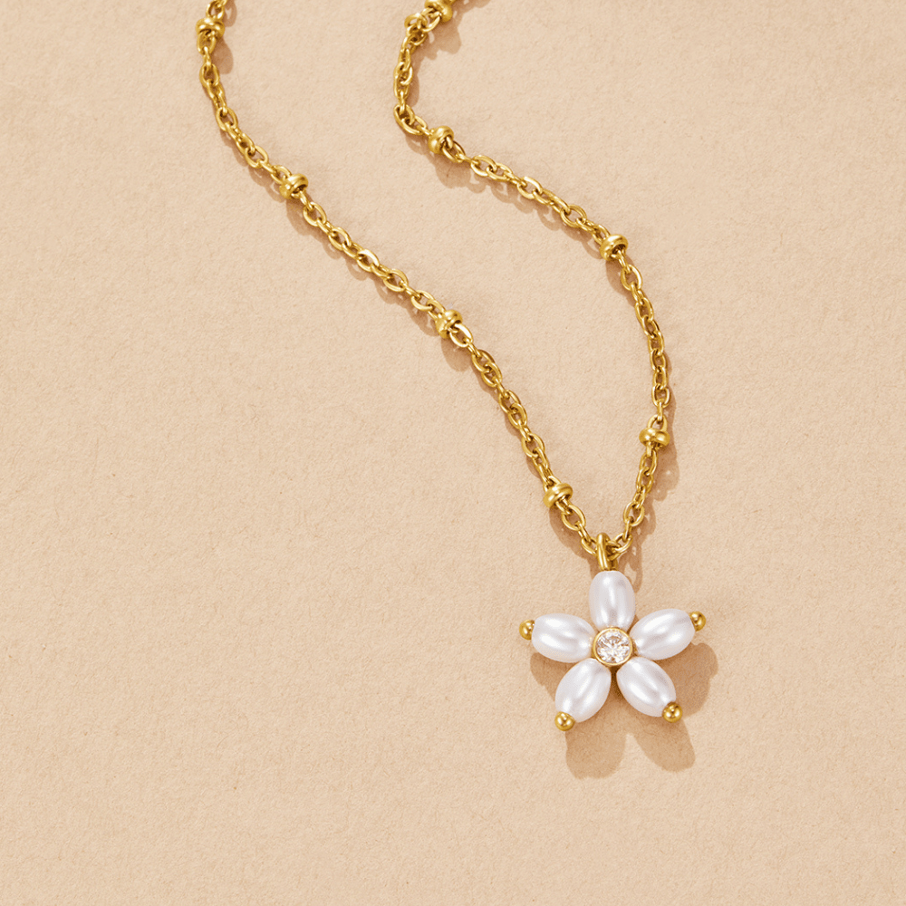 White Flower Pearl Pendant Necklace - Beautiful Earth Boutique