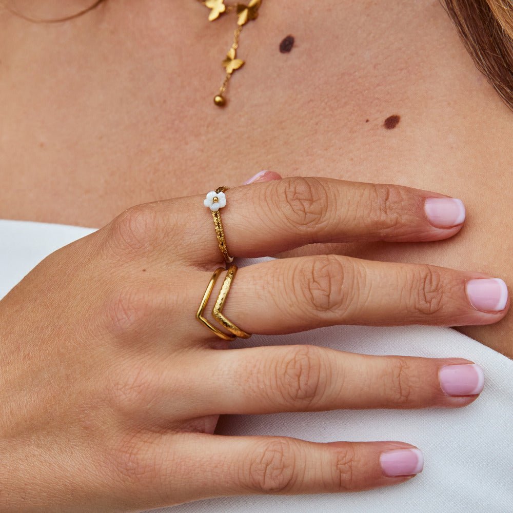 White Petal Shell Ring - Beautiful Earth Boutique