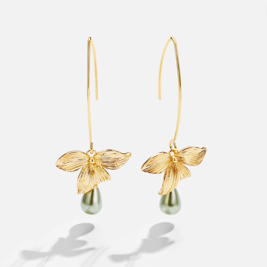 Jade Pearl & Petal Drop Earrings - Beautiful Earth Boutique