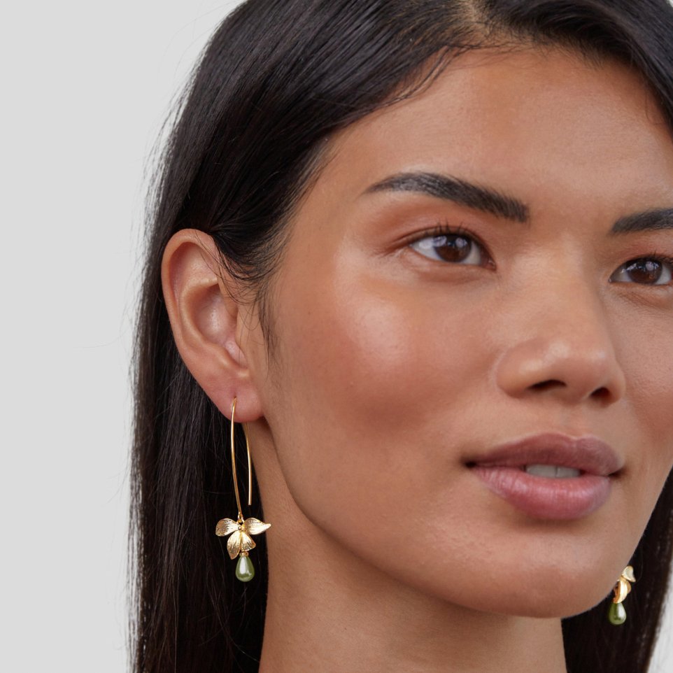 Jade Pearl & Petal Drop Earrings - Beautiful Earth Boutique