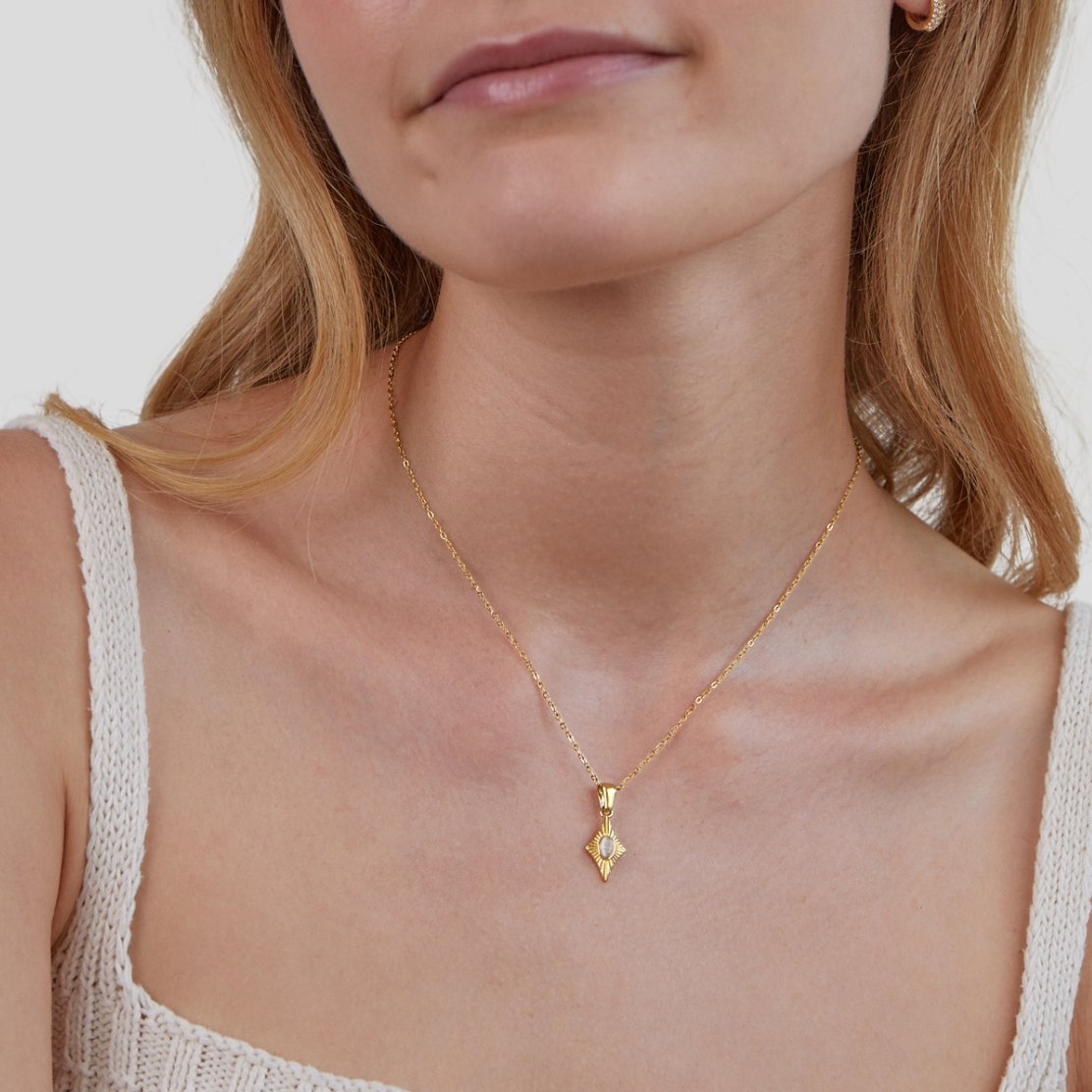 Luna White Opal Gold Necklace - Beautiful Earth Boutique