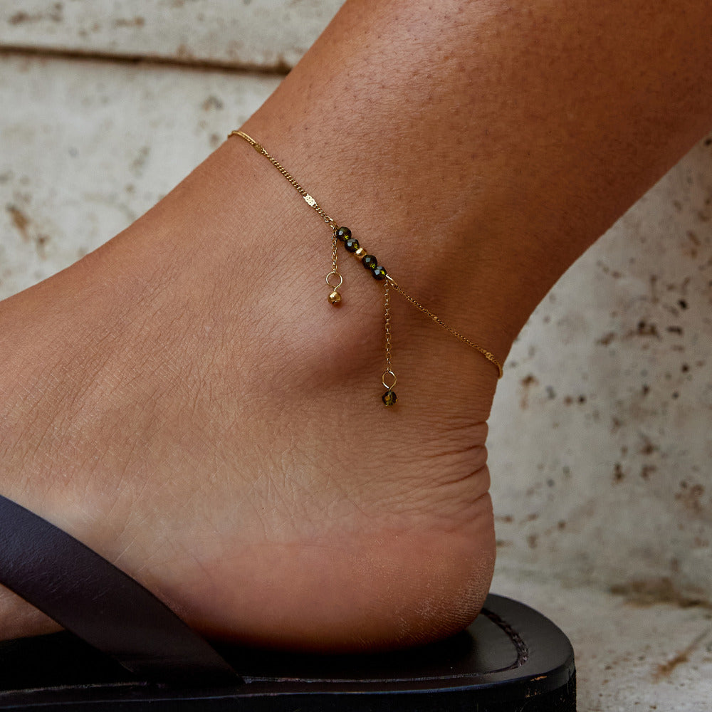 Arizona Green Bead Tassel Anklet - Beautiful Earth Boutique