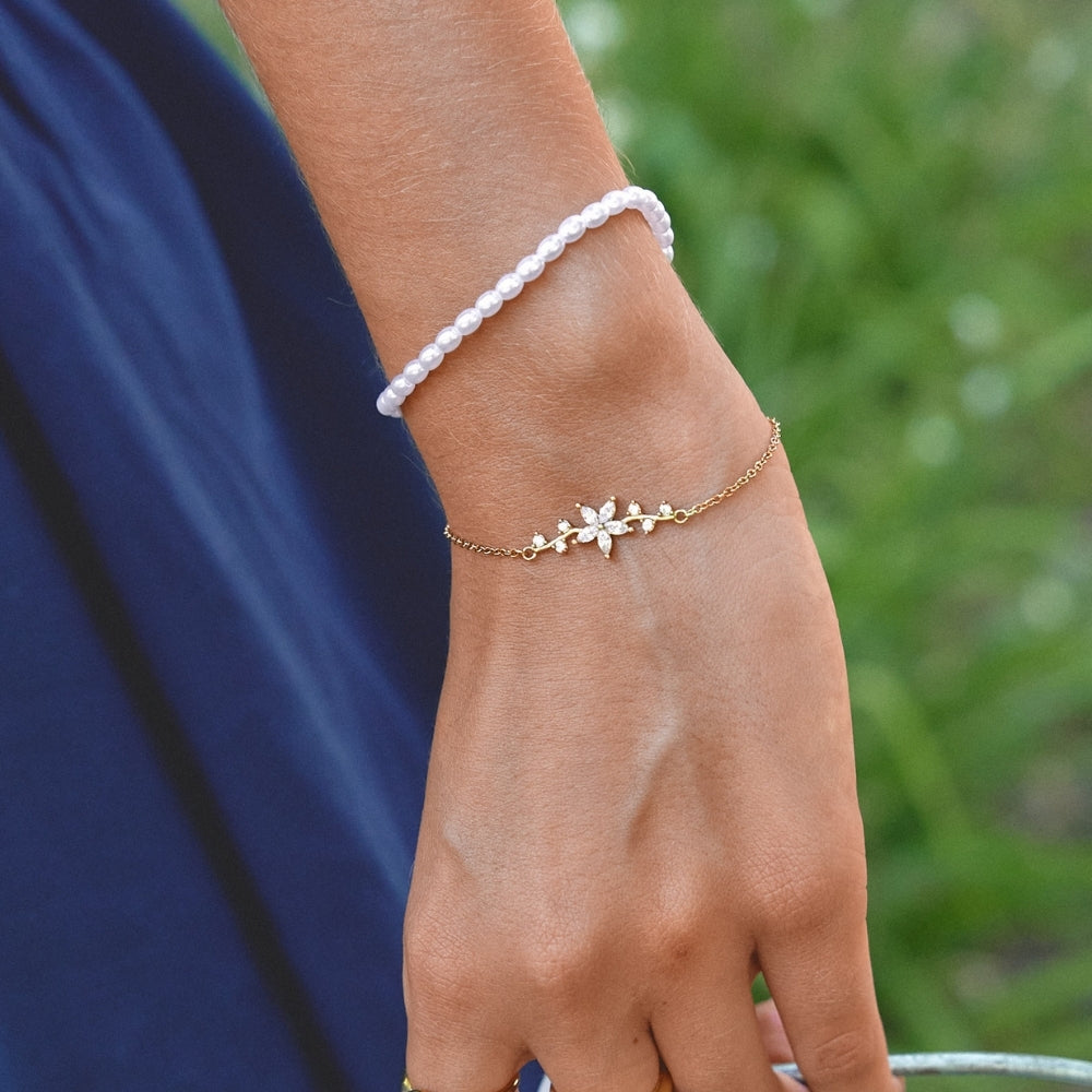 Crystal Flower Gold Bracelet