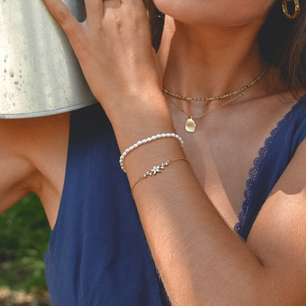 Crystal Flower Gold Bracelet