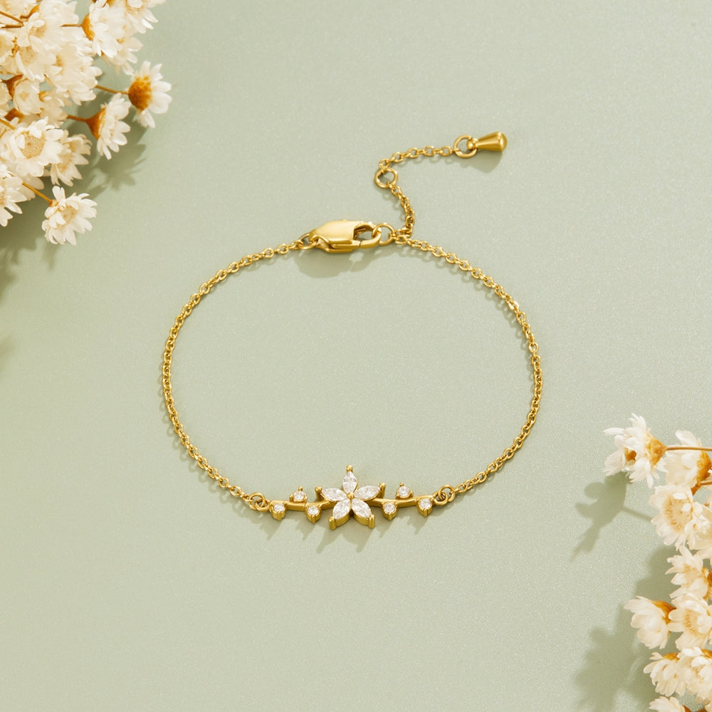 Crystal Flower Gold Bracelet