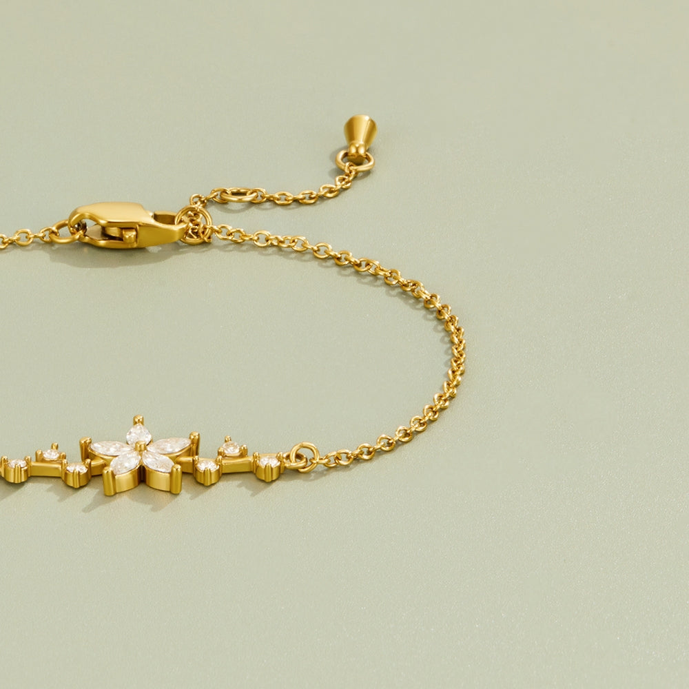 Crystal Flower Gold Bracelet