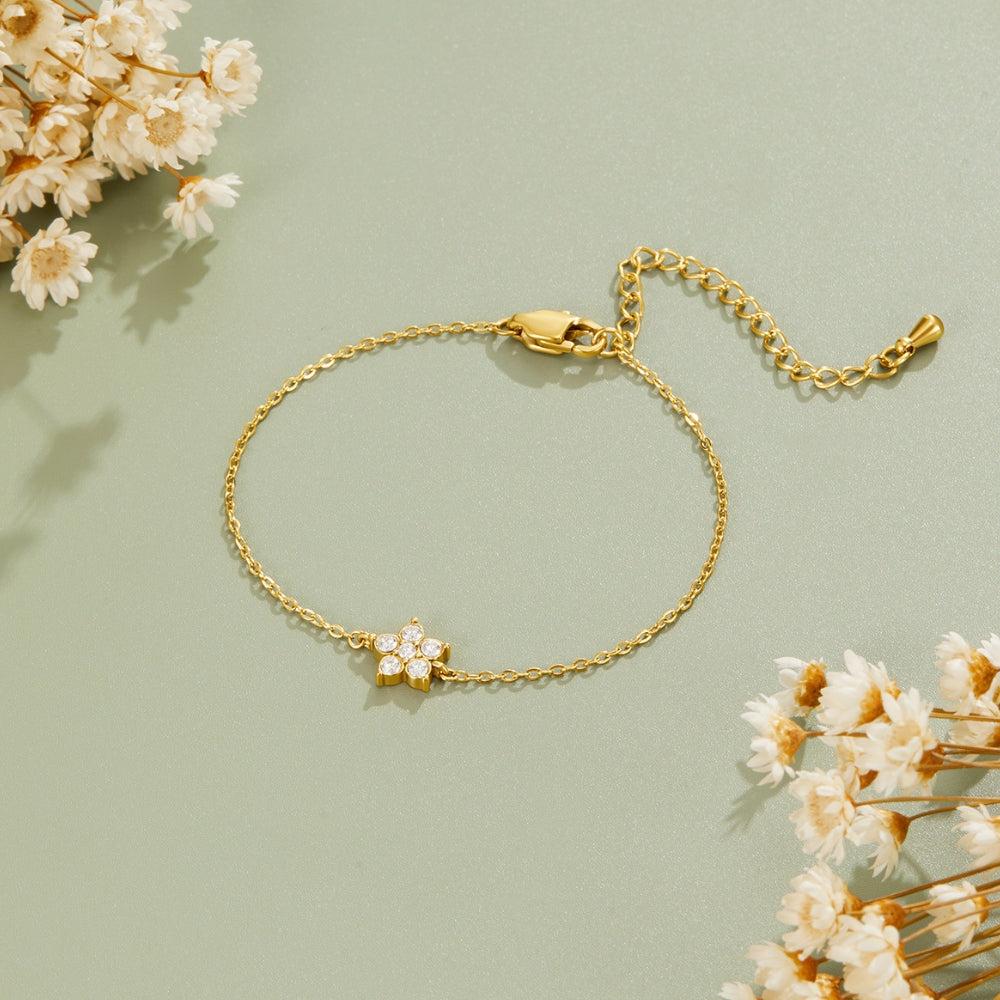 Elara Crystal Bloom Gold Bracelet