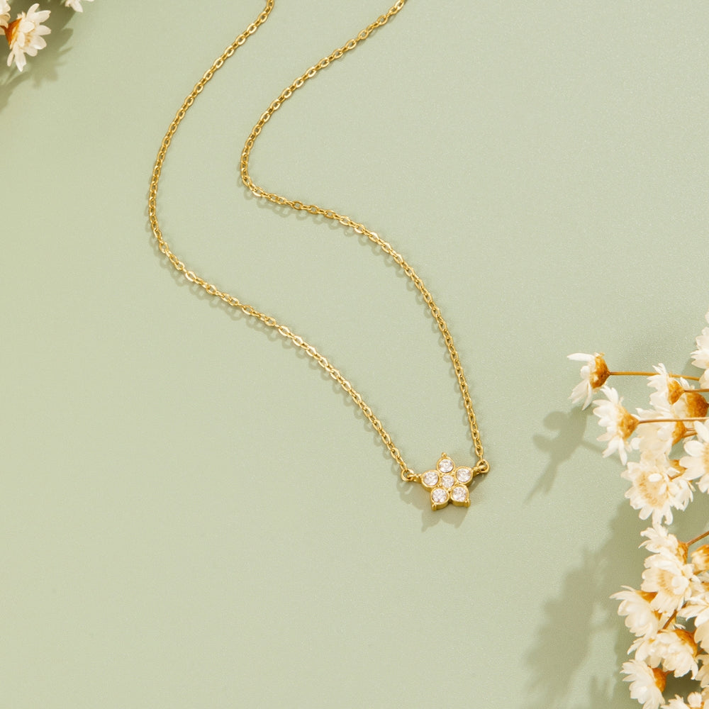 Elara Crystal Bloom Gold Necklace