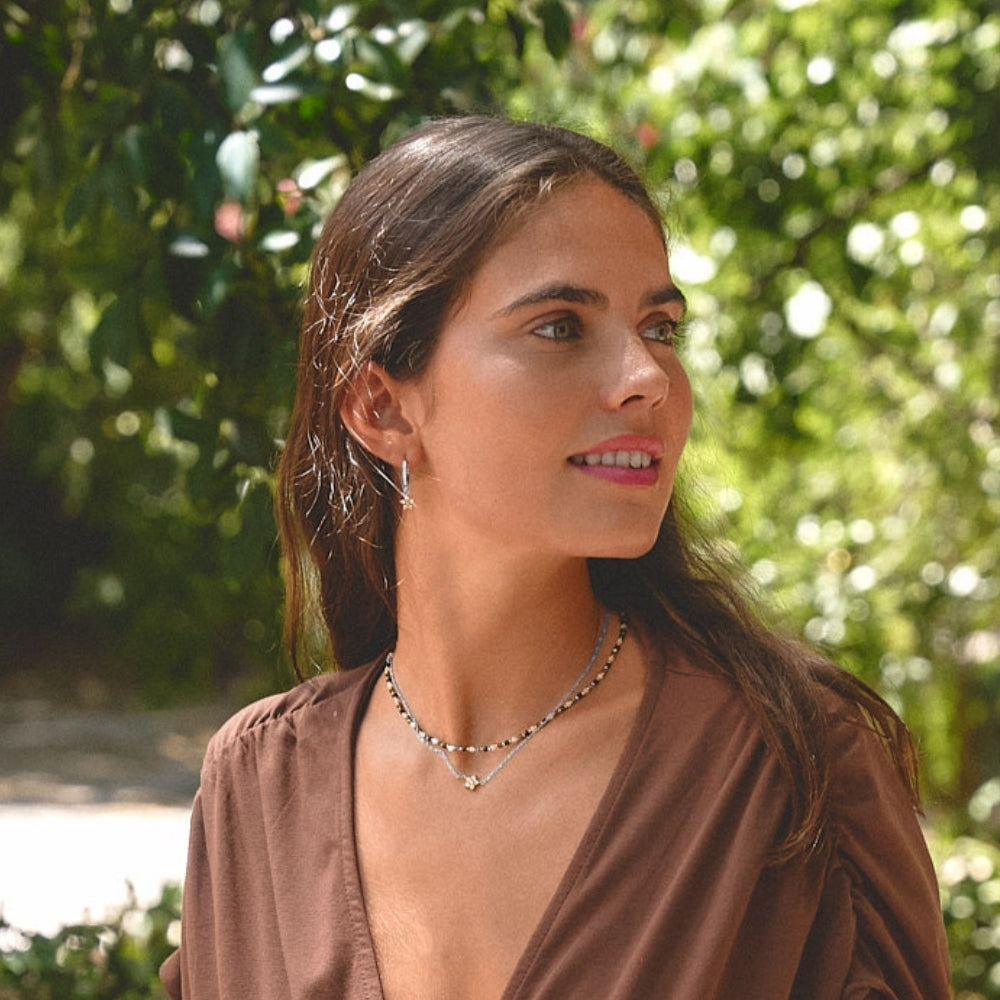 Elara Crystal Bloom Silver Necklace