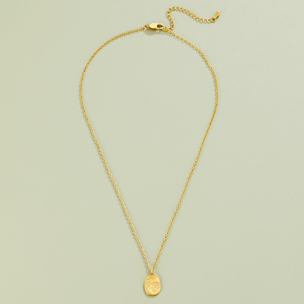 Engraved Wildflower Gold Necklace