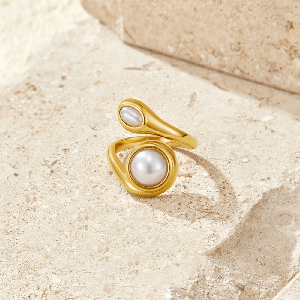 Gold Amara Pearl Wrap Ring
