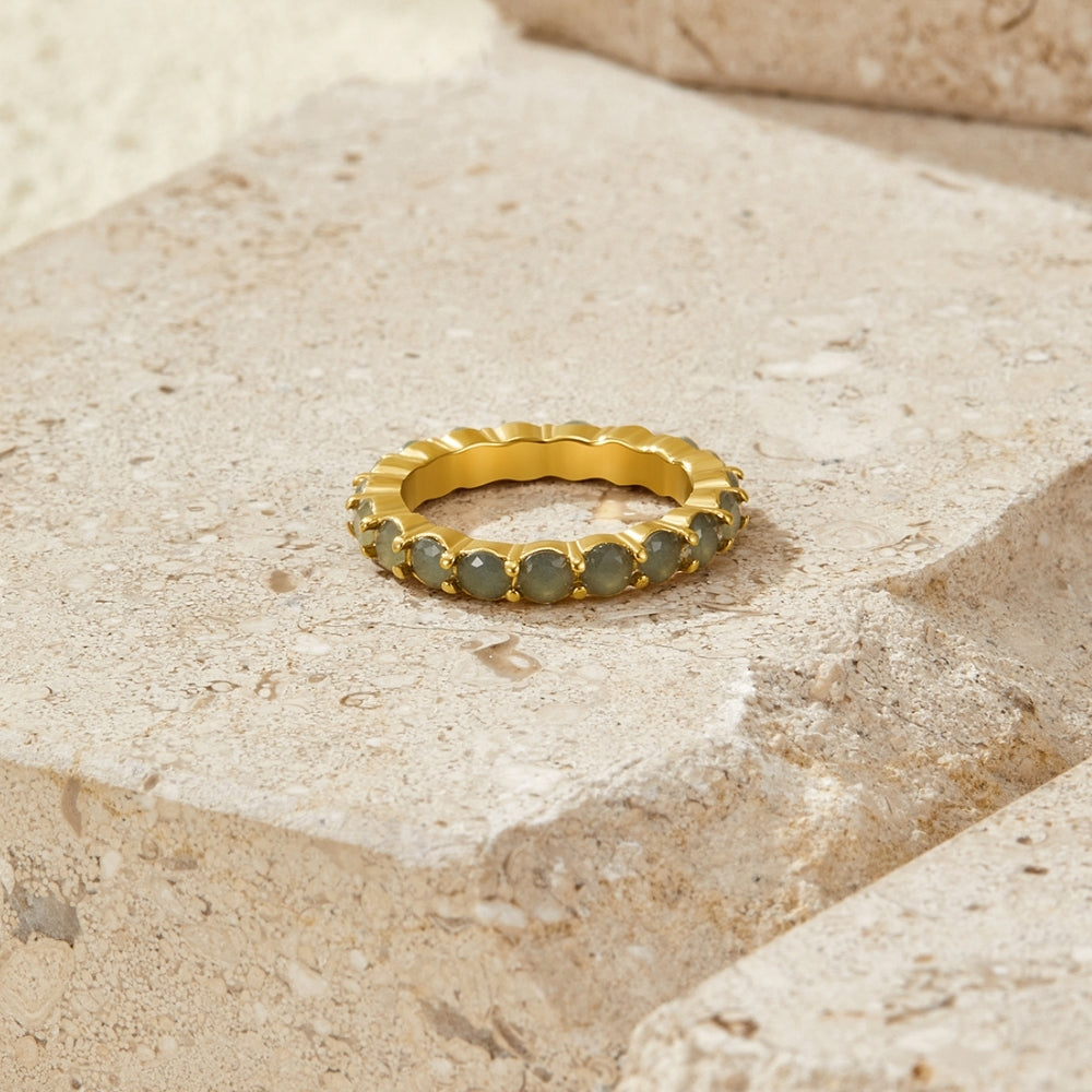 Gold Eternity Moonstone Ring