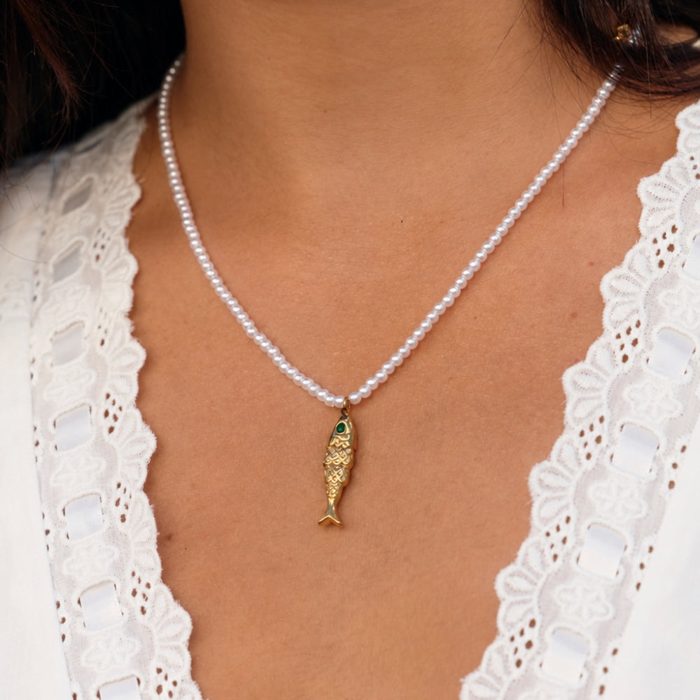 Golden Fish Pearl Necklace