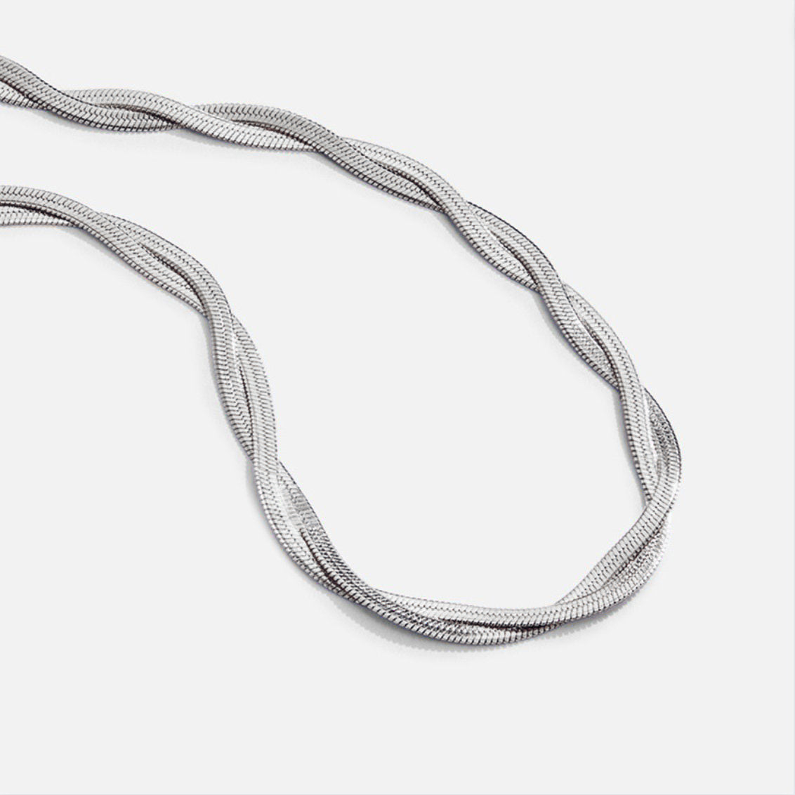Silver Chiara Twist Snake Chain Necklace