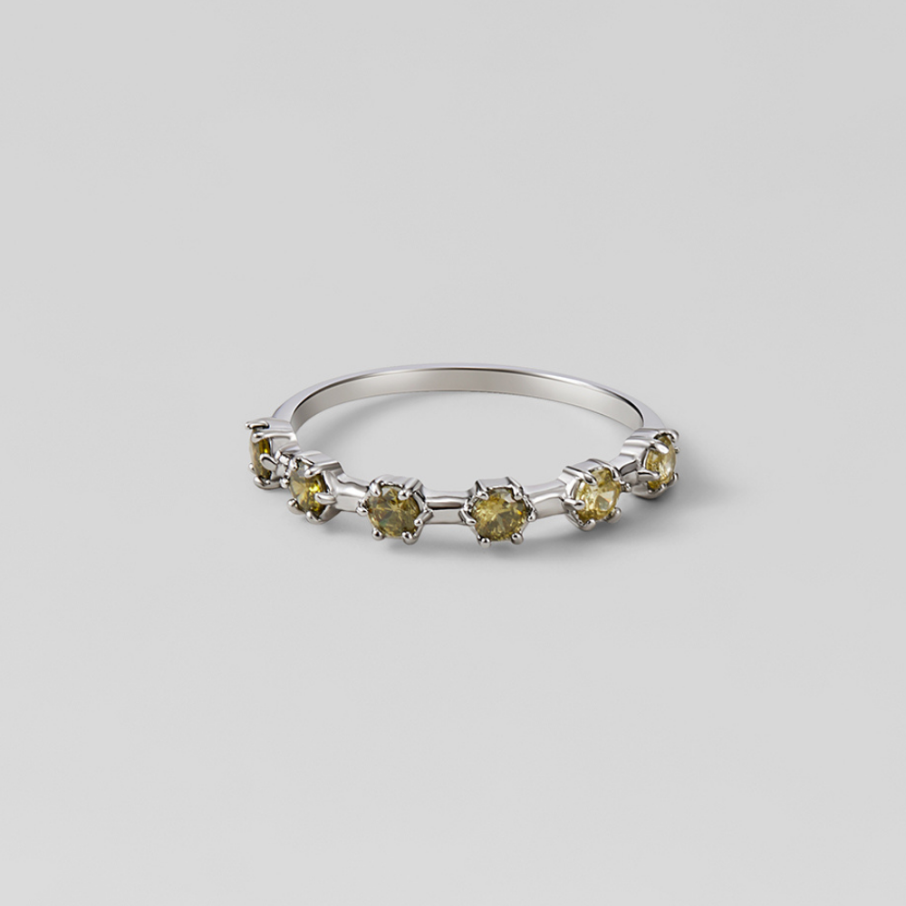 Weißer Sakura-Ring Gold