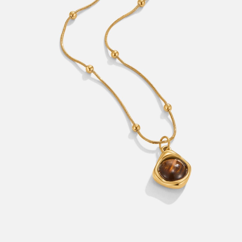 Amber Stone Pendant Necklace - Beautiful Earth Boutique