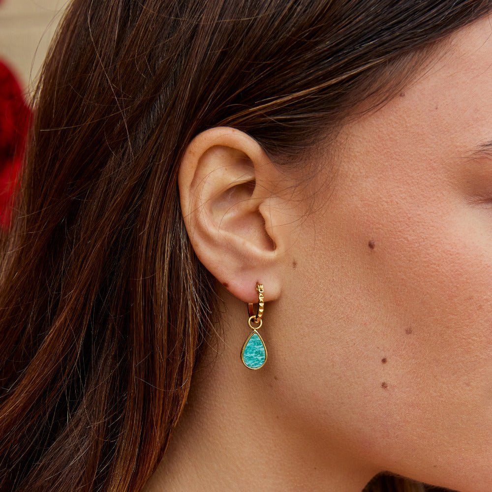 Astoria Green Stone Hoop Earrings - Beautiful Earth Boutique