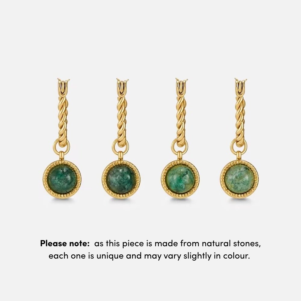 Aventurine Twisted Hoop Earrings - Beautiful Earth Boutique