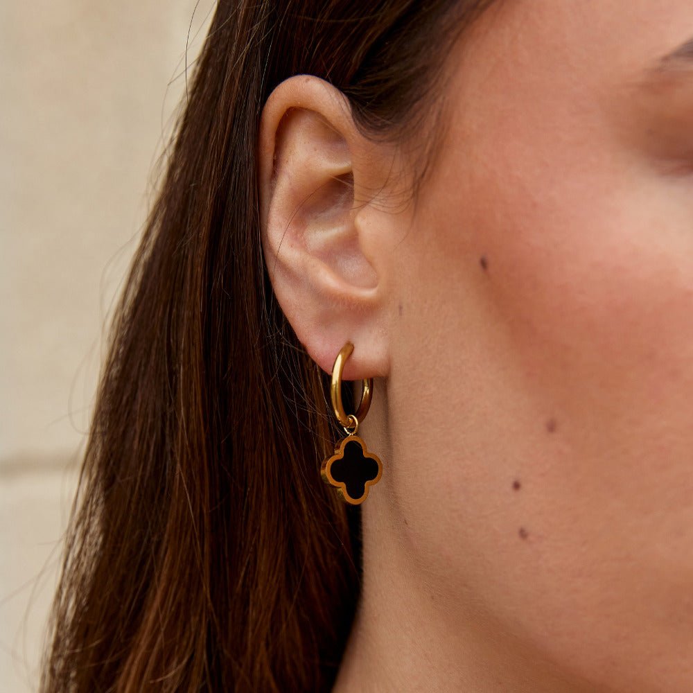 Black Clover Hoop Earrings - Beautiful Earth Boutique
