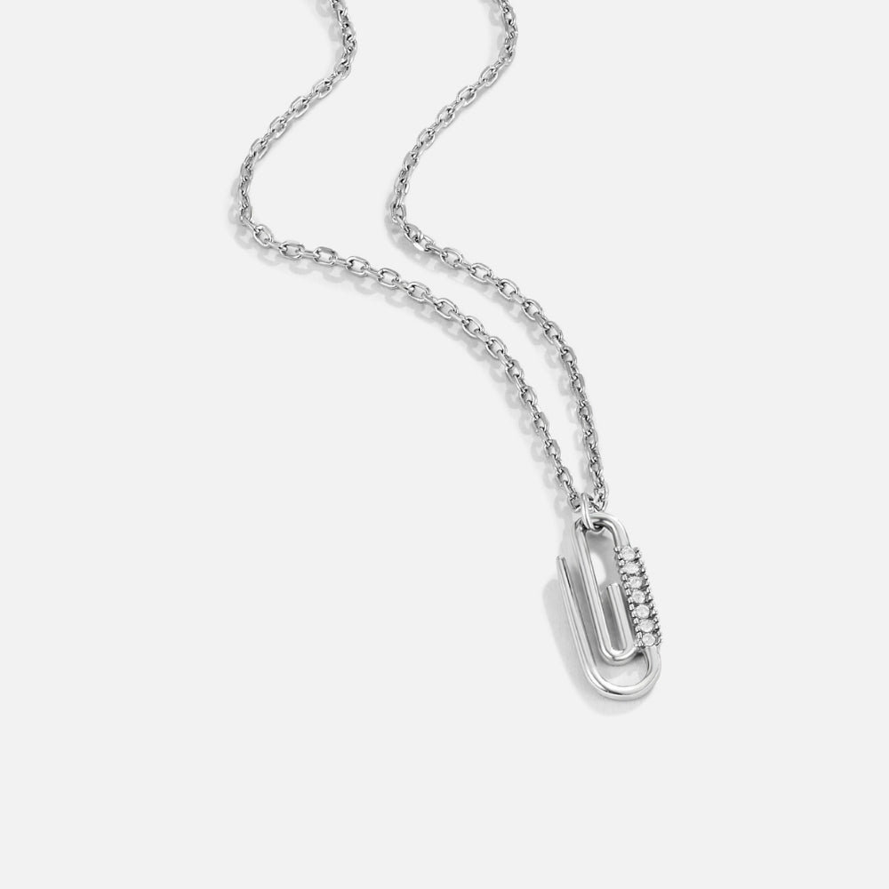 Crystal Paperclip Silver Necklace - Beautiful Earth Boutique