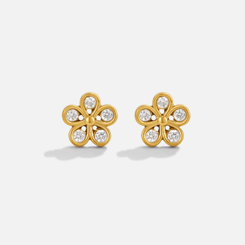 Five Petal Bloom Gold Earrings - Beautiful Earth Boutique