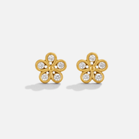Five Petal Bloom Gold Earrings - Beautiful Earth Boutique