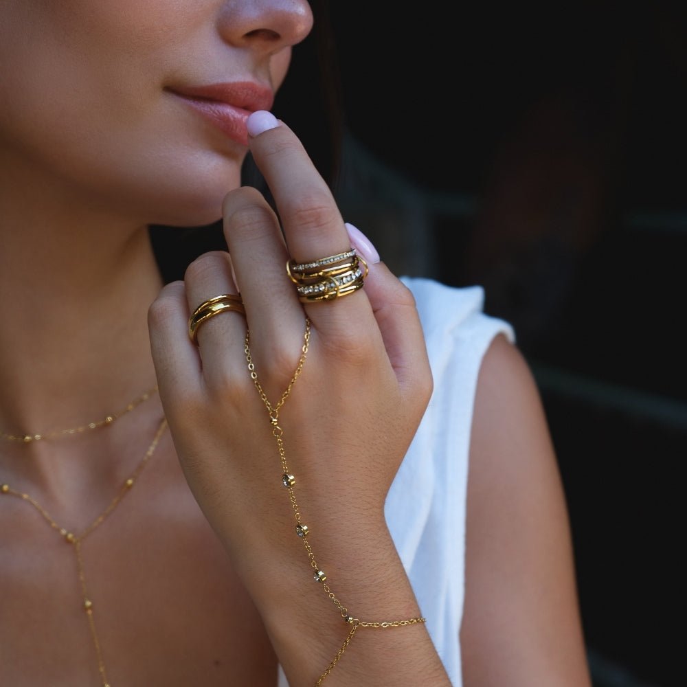'Forever' Link Crystal & Gold Ring - Beautiful Earth Boutique