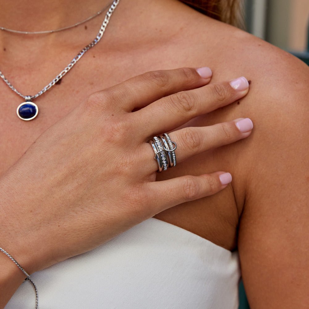 'Forever' Link Crystal & Silver Ring - Beautiful Earth Boutique