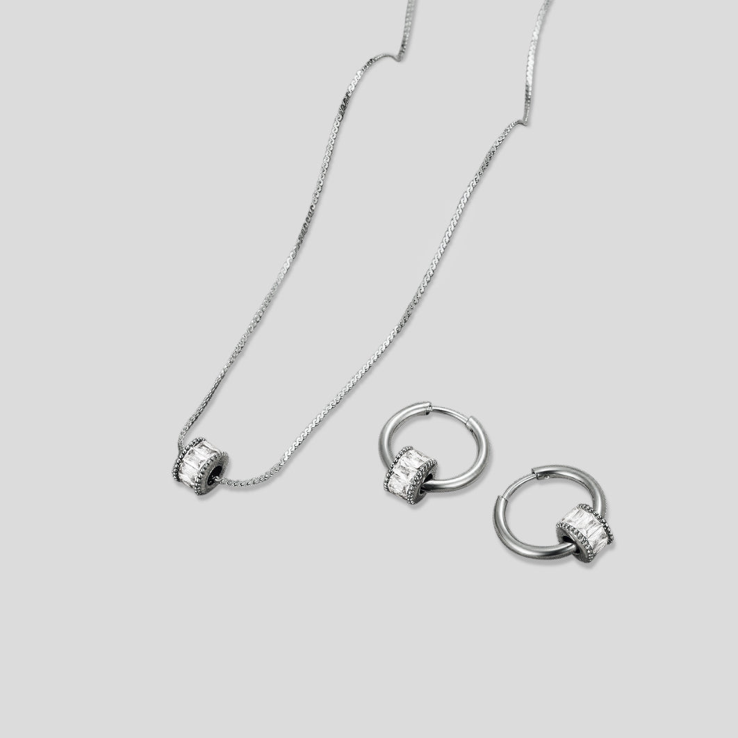 Gigi Crystal Silver Hoop Earrings - Beautiful Earth Boutique