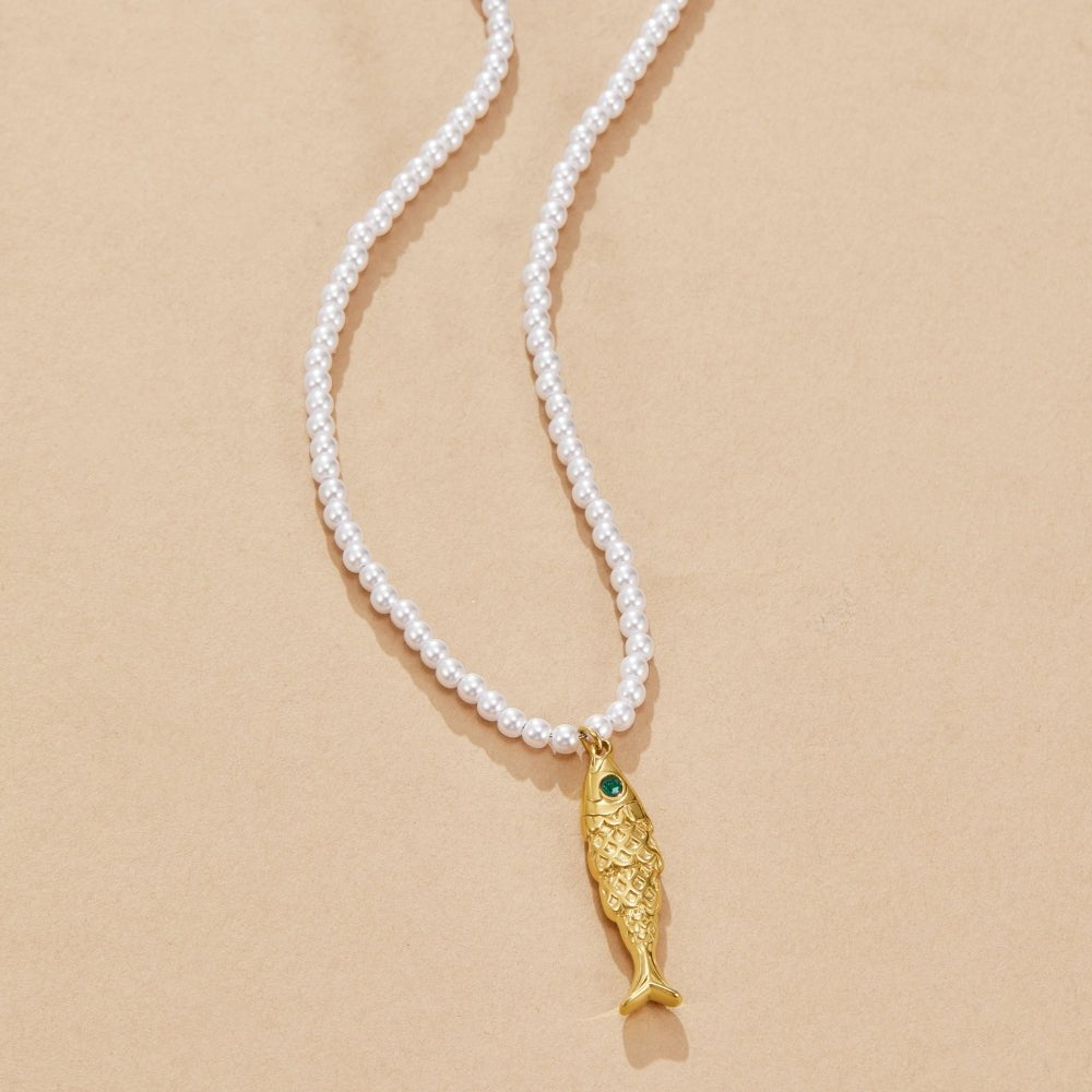 Golden Fish Pearl Necklace - Beautiful Earth Boutique