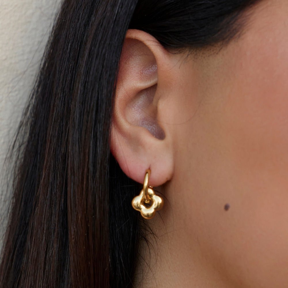Golden Flower Puff Earrings - Beautiful Earth Boutique