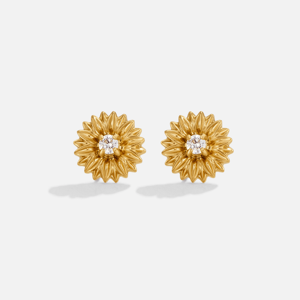 Golden Sunflower Stud Earrings - Beautiful Earth Boutique