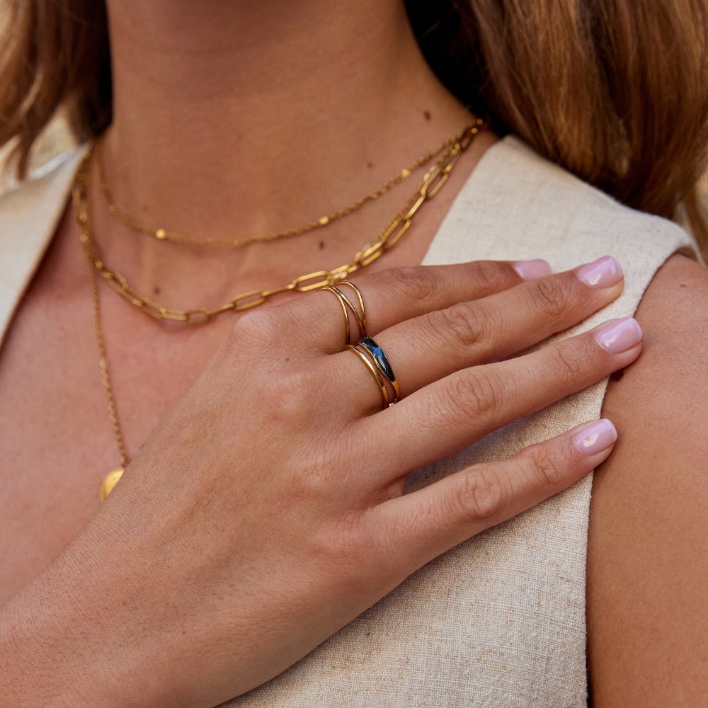 Layered Black Sahara Gold Ring - Beautiful Earth Boutique