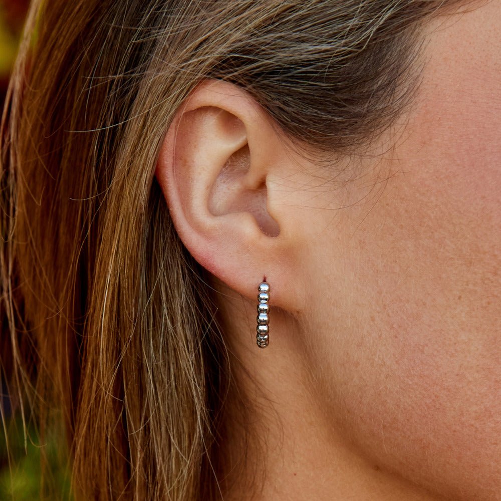 Leona Silver Bead Hoop Earrings - Beautiful Earth Boutique