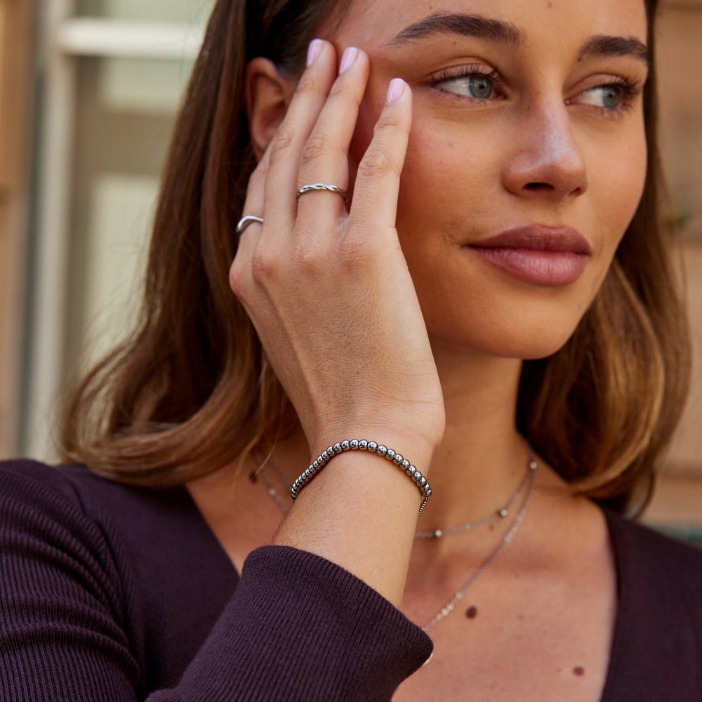 Niloya Beaded Silver Bracelet - Beautiful Earth Boutique