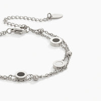 Onyx & White Stone Silver Bracelet - Beautiful Earth Boutique