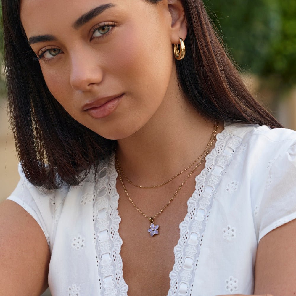 Purple Sakura Bloom Gold Necklace - Beautiful Earth Boutique